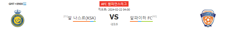 2월 22일 AFC챔스 알 나스르(KSA) 알파이하FC